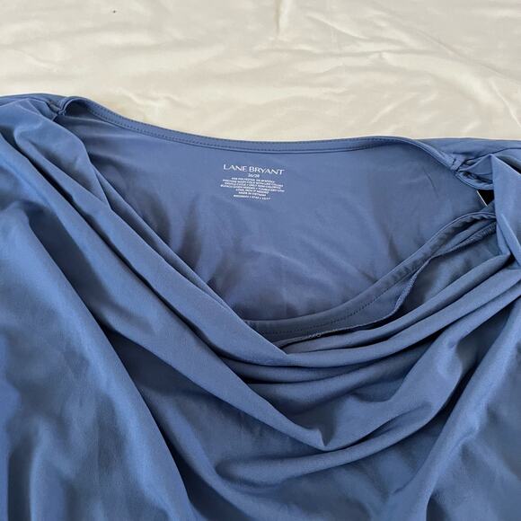 Lane Bryant Blue Cowlneck Wrap Top Wmns Sz 26/28/4X Work Office Career Stretch - Picture 2 of 6